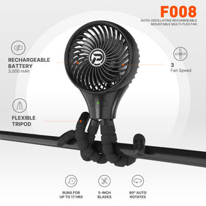 PANERGY F008 Auto-Oscillating Rechargeable Mountable Multi-Flex Fan