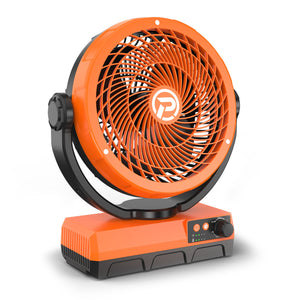 Panergy Camping Fan with LED Lantern, 20000mAh Battery Operated Jobsite Fan  with Light & Hook, 270° Pivot, 4 Speeds, Portable Fan for Camping