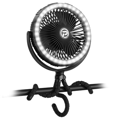PANERGY F004W Rechargeable Mountable Multi-Flex Fan with LED Lights